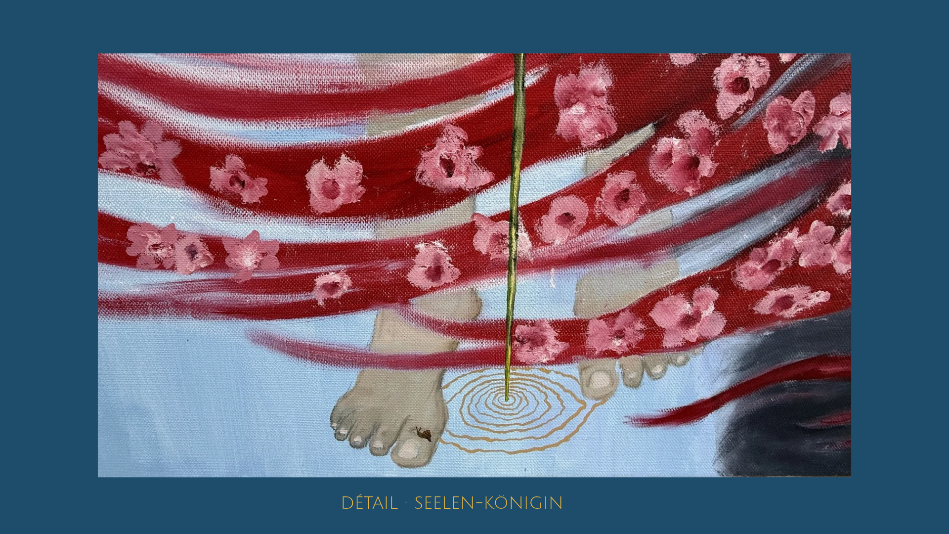 Vue détaillée de l’œuvre « Seelen-Königin » d’Annette Blandinières.