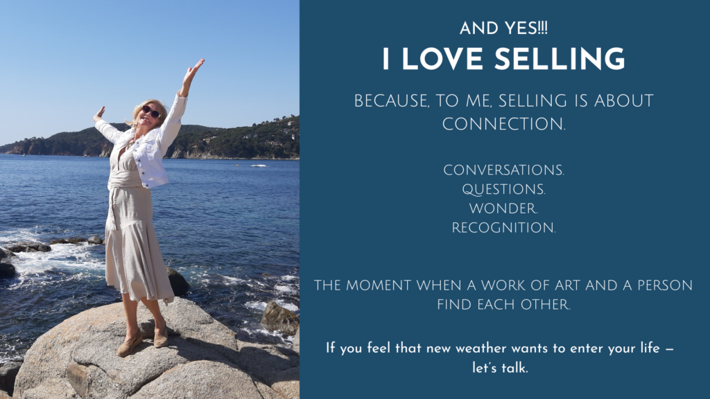 Artist by the sea with open arms – an invitation to conversation, connection and experiencing art as a living encounter.
